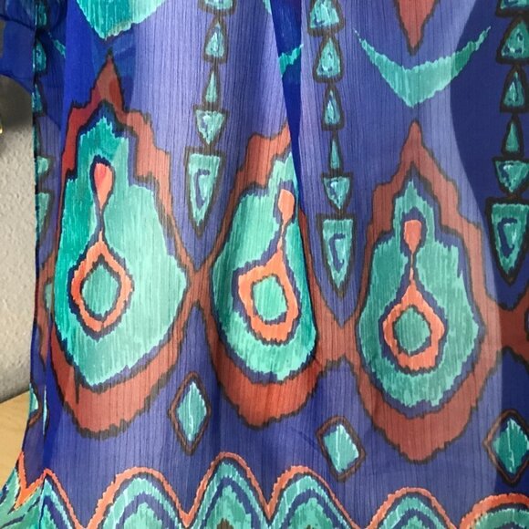 Gorgeous Semi Sheer Scarf - Jeweltone Geometric - Picture 5 of 6